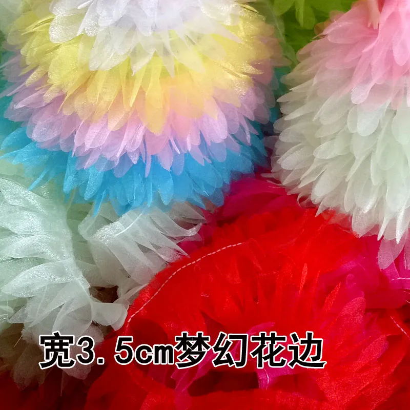 

1M Latest Ribbon Tulle Laces Fabrics Guipure Lace Fabric Pleated Petal Lace Trim Material 3.5cm Sewing Accessories For Dress RT9