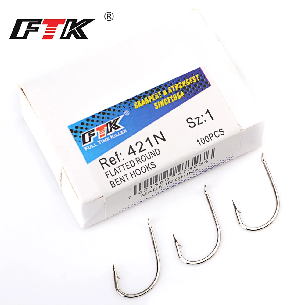 FTK new 421N 1 # 8 #100 шт./лот изогнутые крючки рыболовный крючок из высокоуглеродистой