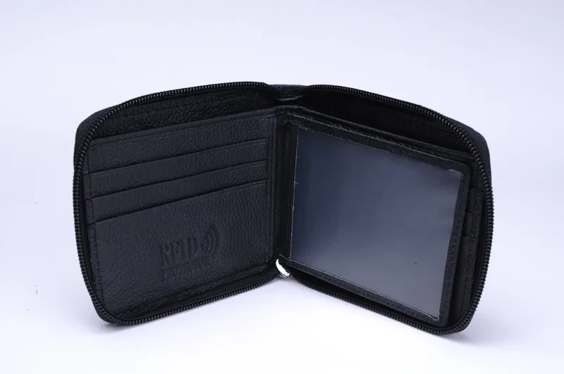 MRF9 модный мужской кошелек на молнии RFID Блокировка ID кредитный держатель для карт Топ Зерно натуральная коровья кожа мужской кошелек с карманом