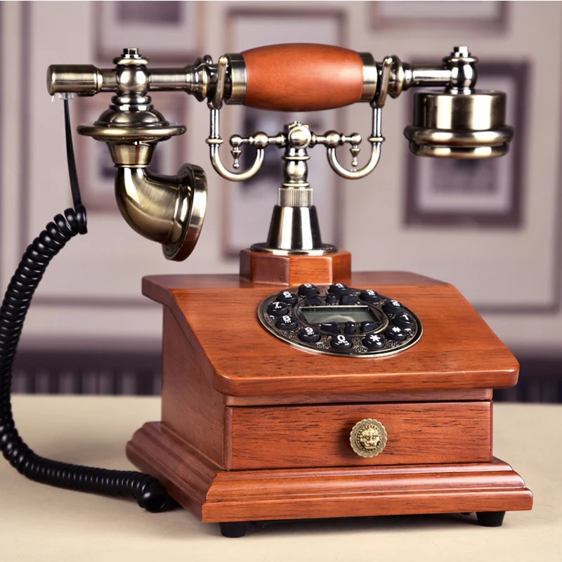 

Fashion Wood Phone Antique Landline Telephone Vintage Phone Home Phone Fitted Landline Phone Telefone With RD Box Drawer