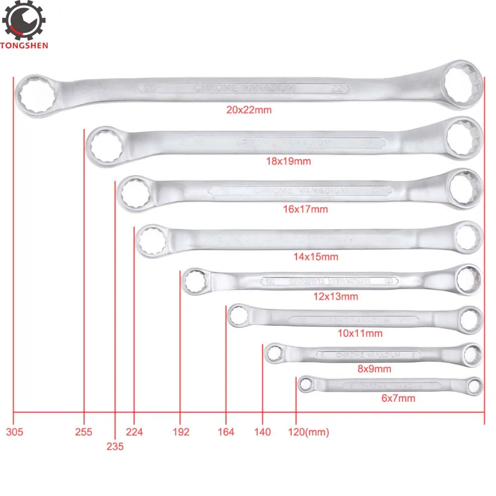 Набор гаечных ключей 8 шт. комплект метрических комбинированных с двумя кольцами