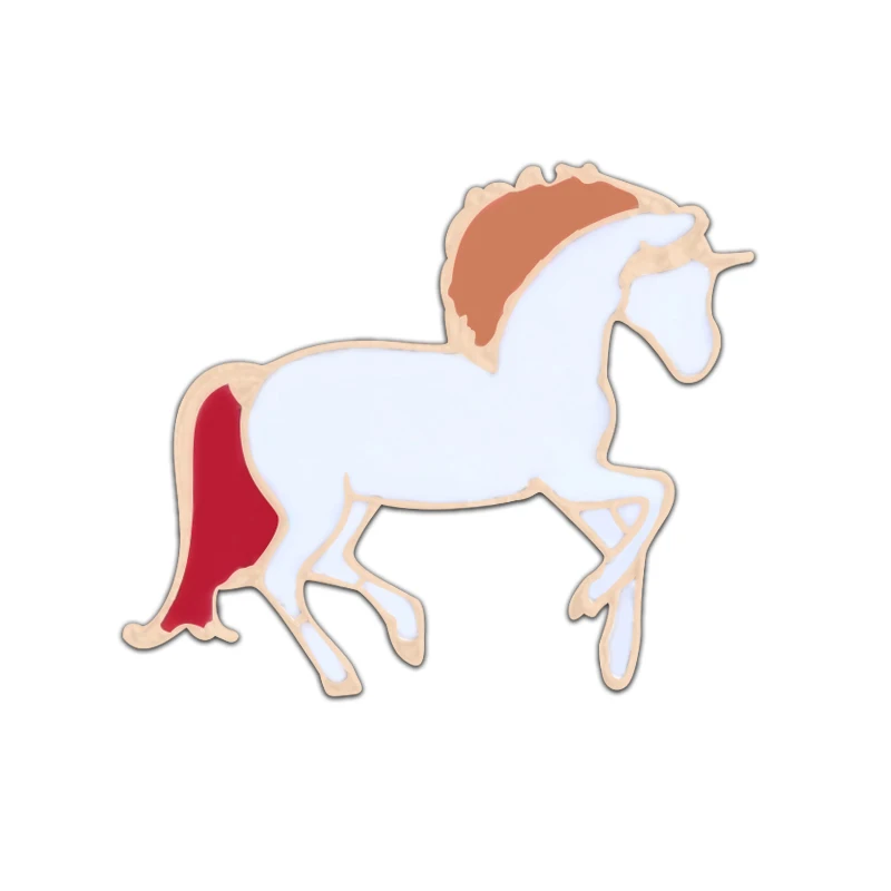 horse Бутик значок аниме брошь лягушка лиса Ласточка Покемон кролик Фламинго утка Русалка бык морской конек дети Ленивец булавка коллекция животных - Окраска металла: horse