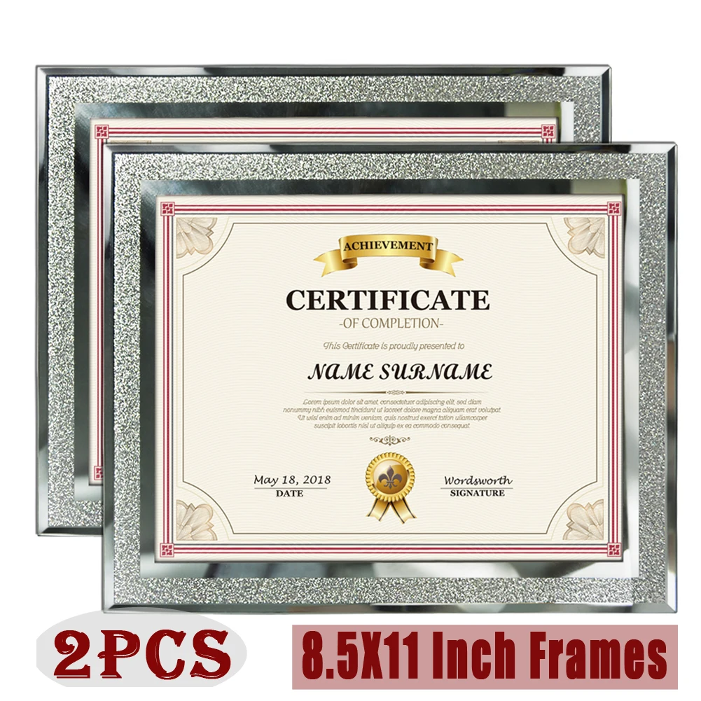 Набор из 2 стеклянных фоторамок с серебристыми краями 8 5x11 дюймов|Рамка| |