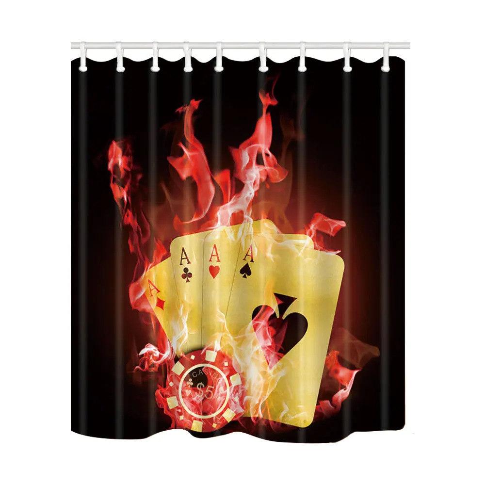 Play Poker Comic Shower Curtains High Quality Bath Screen Home Decor Polyester Fabric Washable Waterproof Mildewproof with Hooks | Дом и сад