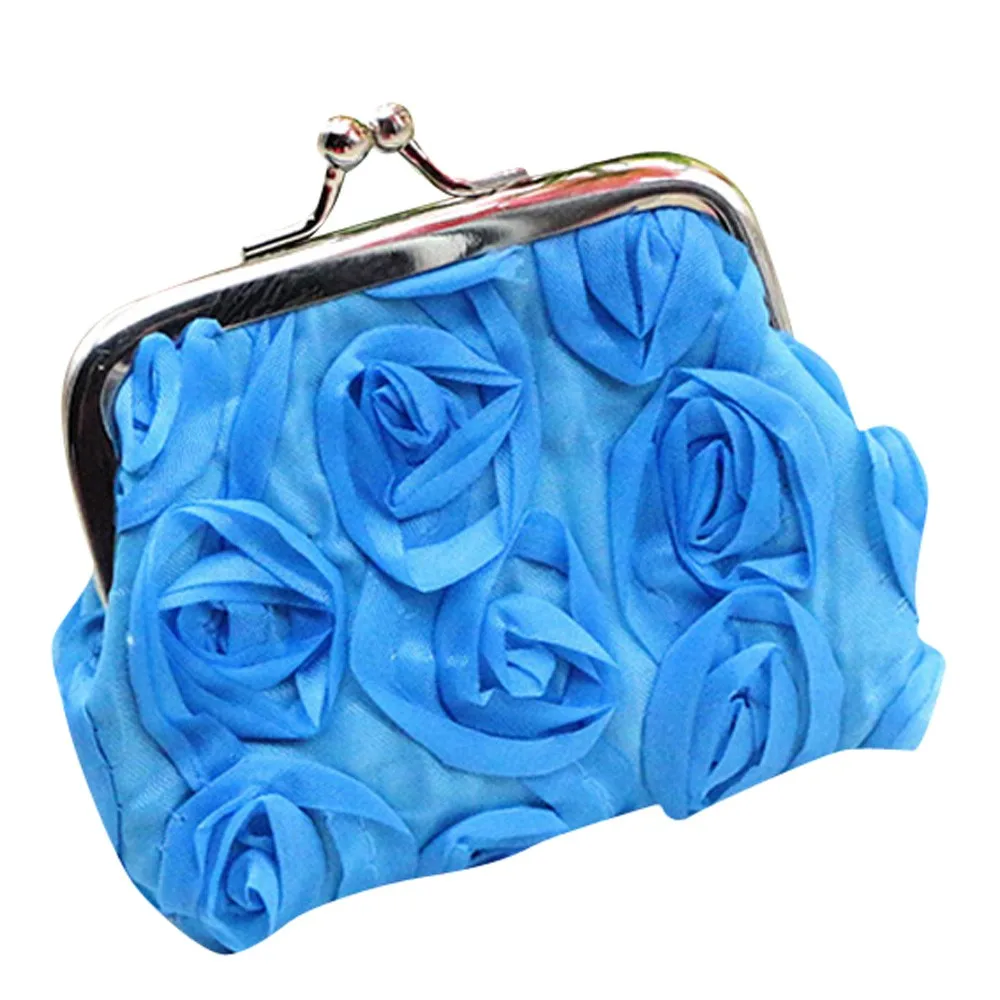 Sky Blue Кошелек для монет, короткий кошелек, Женский кошелек с розами, маленький кошелек, клатч, сумка, Прямая поставка, CSV O1022#25 - Цвет: Sky Blue