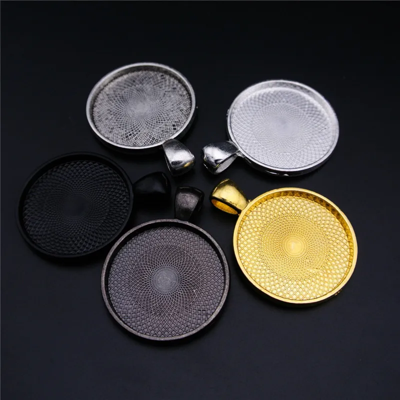 

15pcs 25MM Five Colors Necklace Pendant Setting Cabochon Cameo Base Tray Bezel Blank Jewelry Making Findings