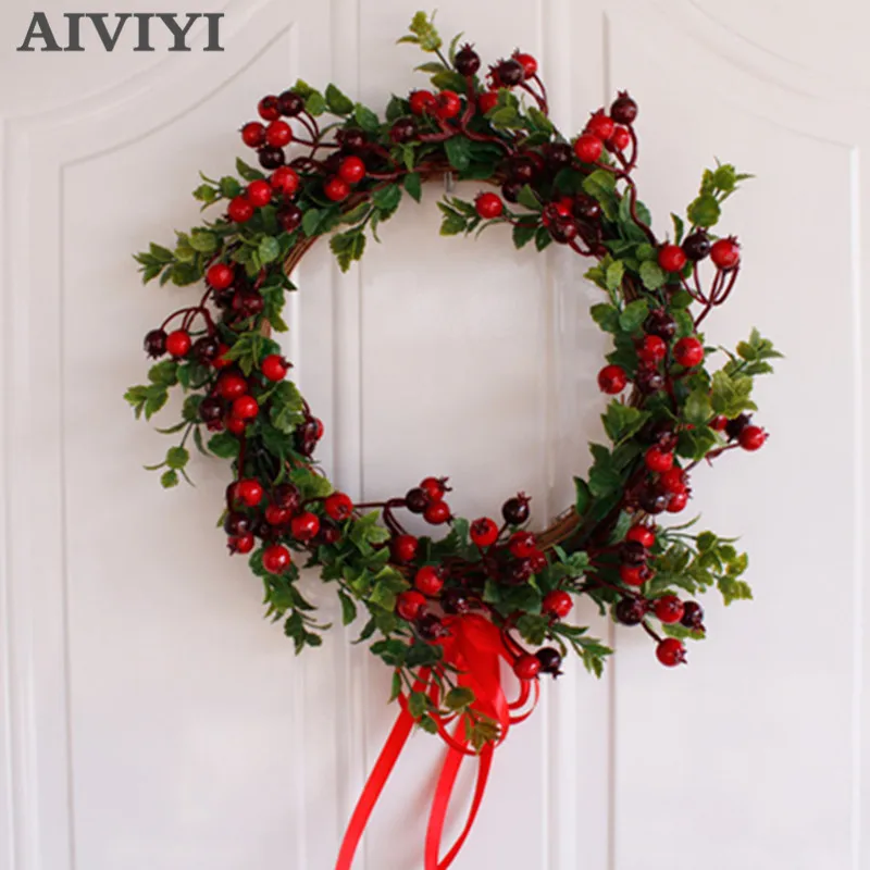

Foreign trade excellent products artificial berry wreath Christmas wreath natural rattan artificial plant DIY home party holida