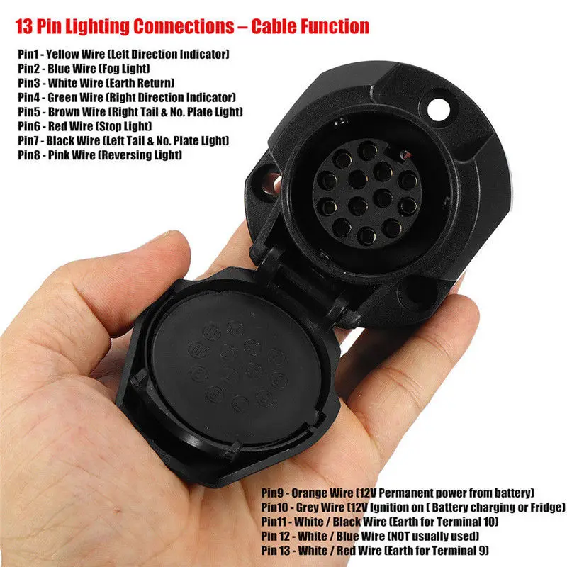 Черный разъем Водонепроницаемый 13 контактный адаптера для прицепа фаркоп