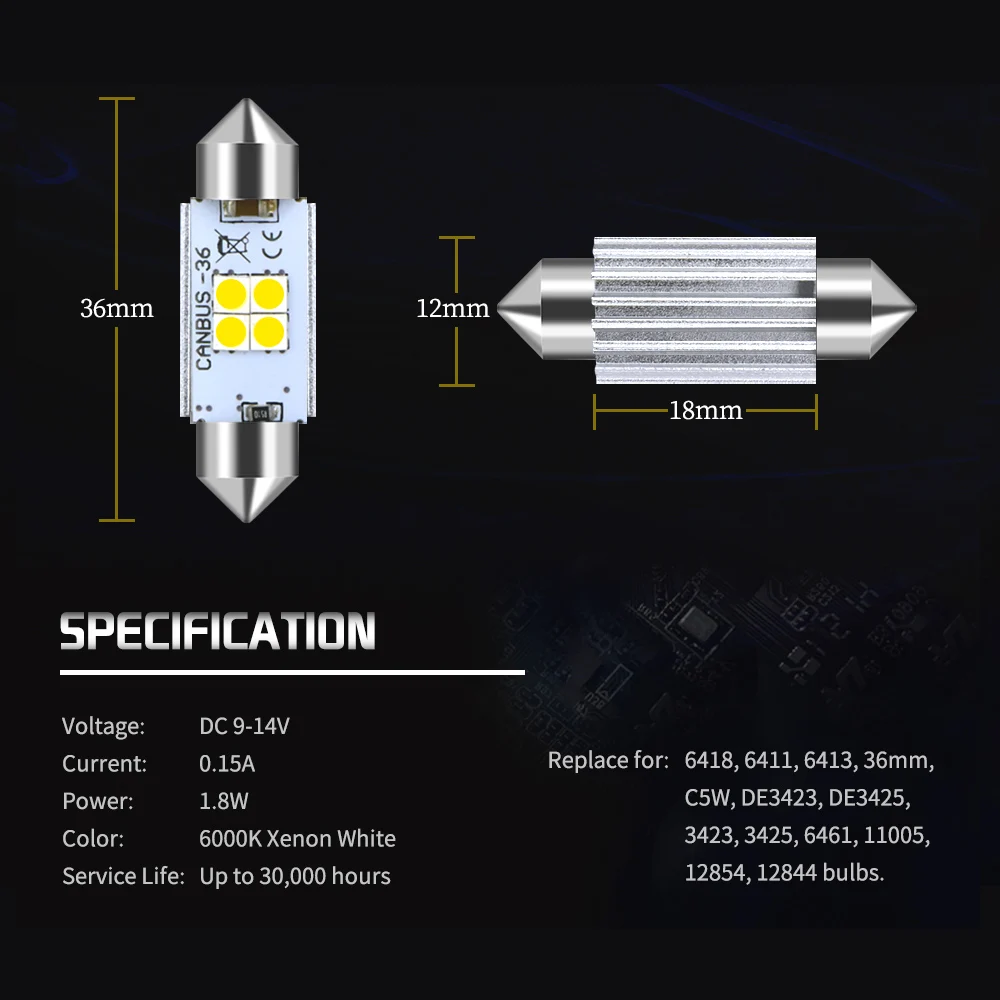 Светодиодный фонарь Canbus 36 мм 6418 C5W для Audi A3 8P 8L A4 B5 B6 A6 C5 C6 A8 D2 TT Q3 Q5 Q7 S4 S2 2