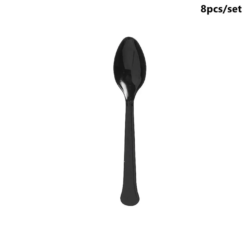 Spoon Taoup черная Золотая 21-я одноразовая посуда, тарелки для полотенец, чашки для стола, одноразовая посуда для вечеринок 21, принадлежности для дня рождения - Цвет: Spoon