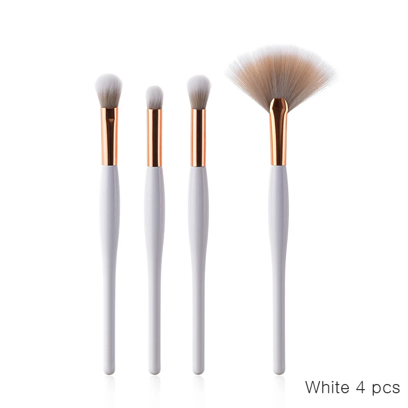 white 4pcs SEXYSHEEP набор кистей для макияжа Мягкая синтетическая головка кисточки с деревянной ручкой веер набор Плоских кистей для женщин тени для век Макияж лица - Handle Color: white 4pcs