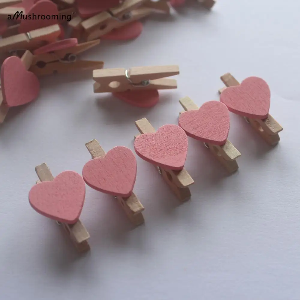 X25 декоративные прищепки в форме розового сердца мини деревянный фотозажим для