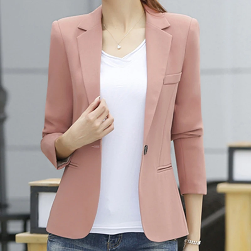 Женский блейзер с длинным рукавом черный синий желтый розовый|Женские пиджаки| |