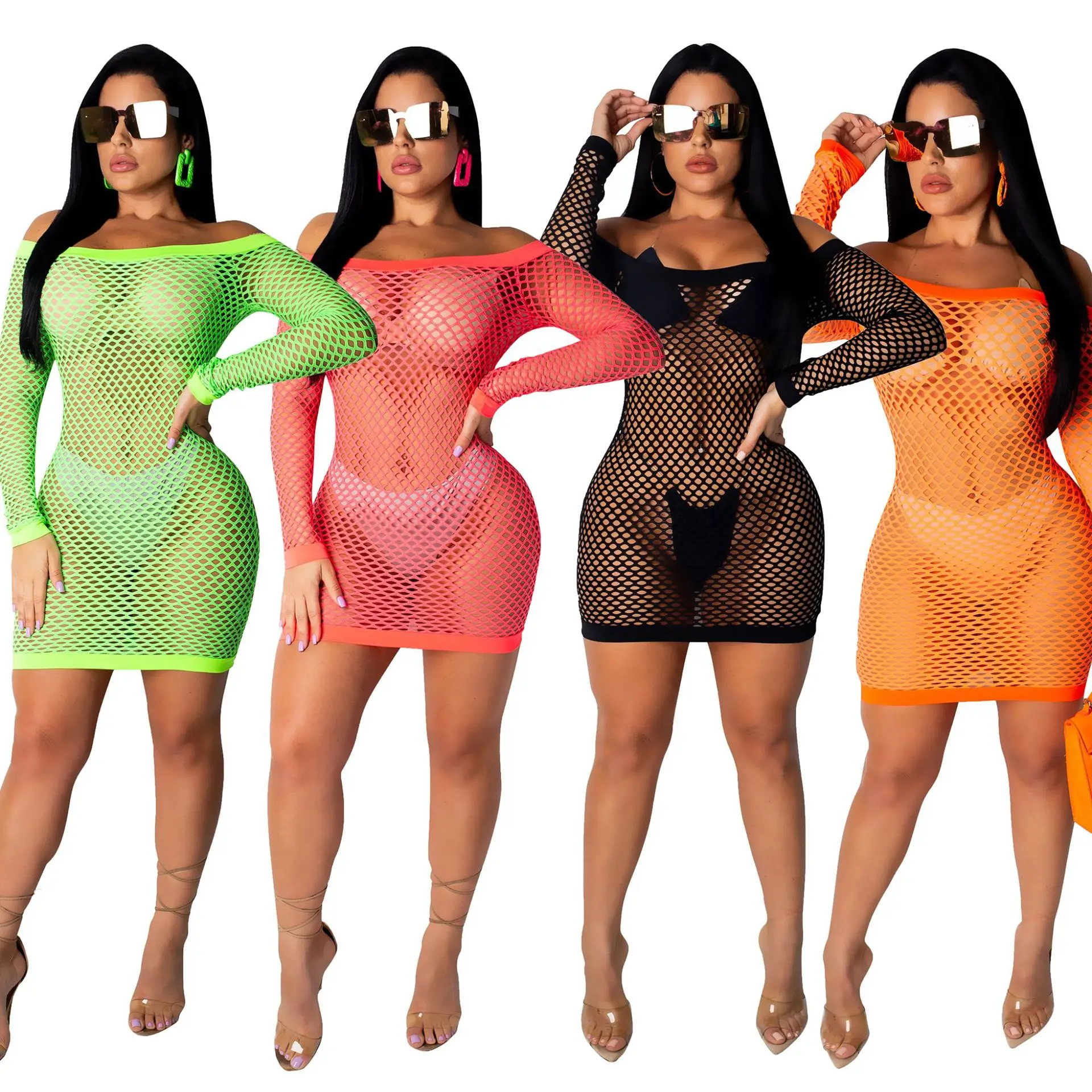 Новинка летняя женская одежда сексуальное Сетчатое облегающее черное платье 2019