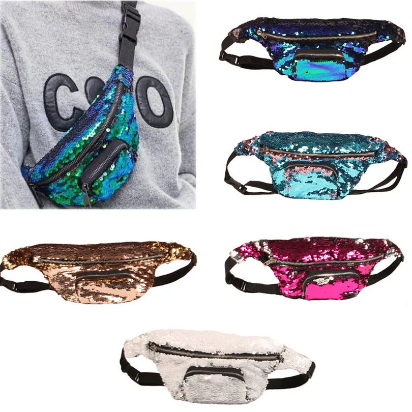 Для женщин талия BagsFashion блестка Повседневное Femme Multi Цвет составляют сумки молния
