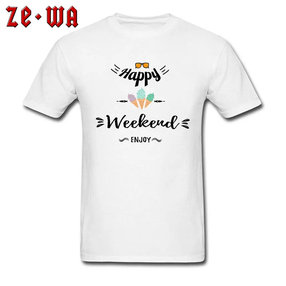 

Happy Weekend Tshirts Enjoy Men T Shirt White T-shirt Ice Cream Printed Tops Tees Funky Sweatshirts Cotton Clothes Free Shipping