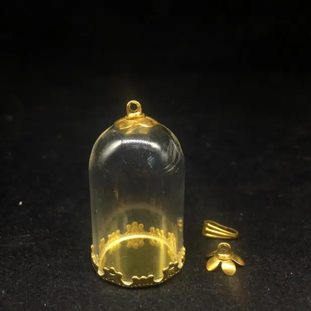 5 компл./лот 30*20 мм стеклянные Пузырьковые банки золотого цвета поддон Корона