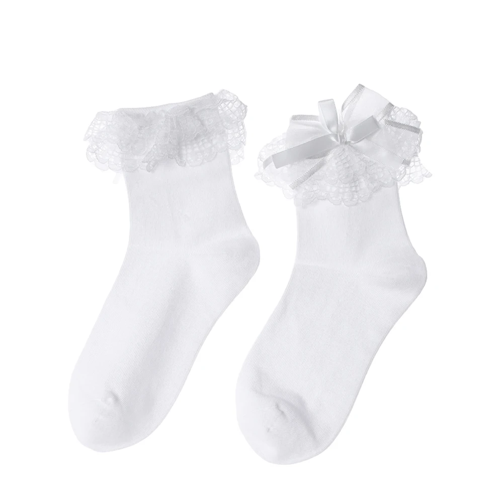 White 1 пара, милые короткие носки с кружевными оборками для маленьких девочек мягкие хлопковые вечерние короткие носки для маленькой принцессы на осень и зиму - Цвет: White