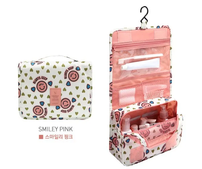 Smile pink Функциональная подвесная косметичка для путешествий, Женский чехол на молнии для макияжа, органайзер для хранения, мужская косметичка, косметичка, косметический набор, сумки - Цвет: Smile pink