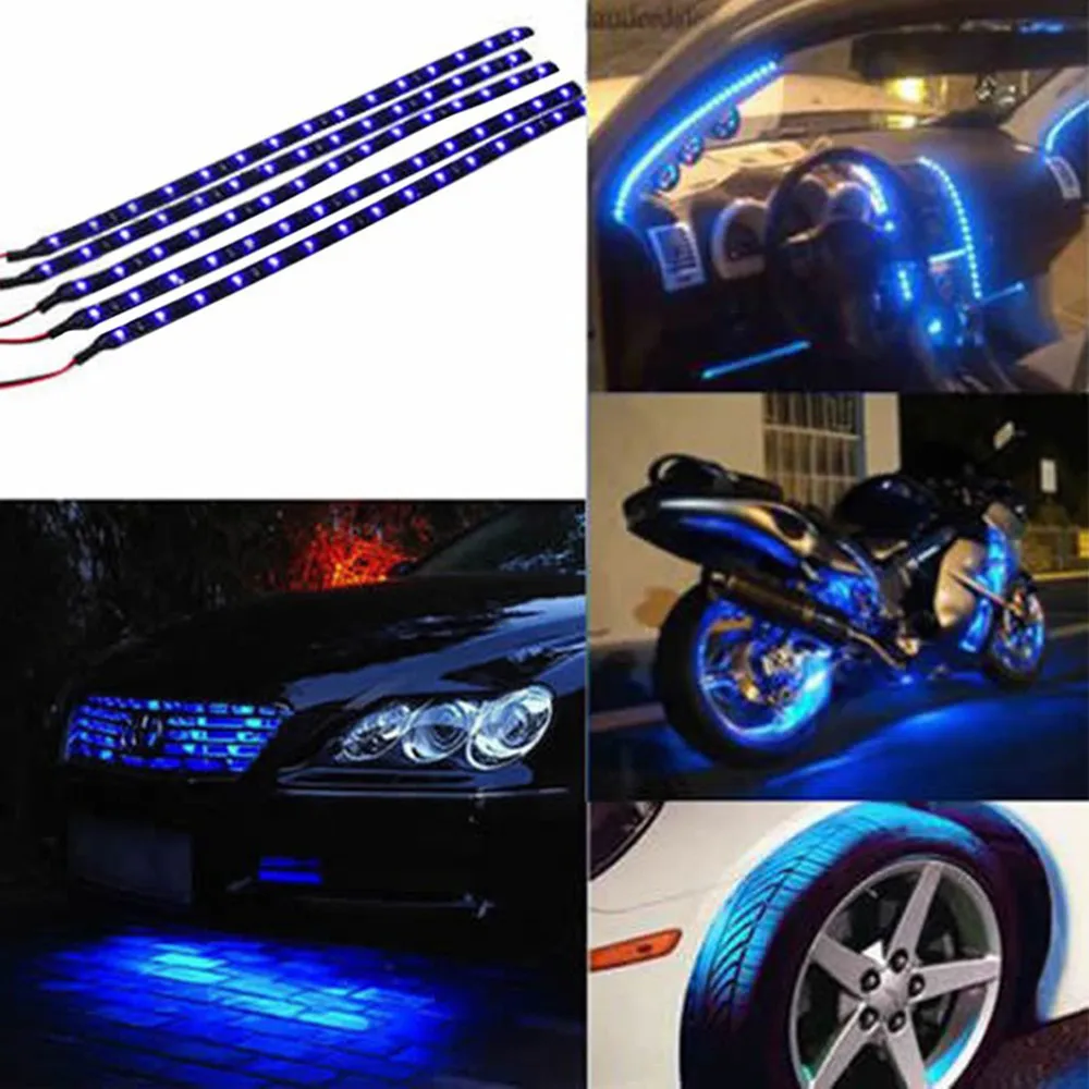 1 шт. 30 см 15 SMD Синий Водонепроницаемый огни высокой Мощность Авто Декор гибкий светодиодный полоски