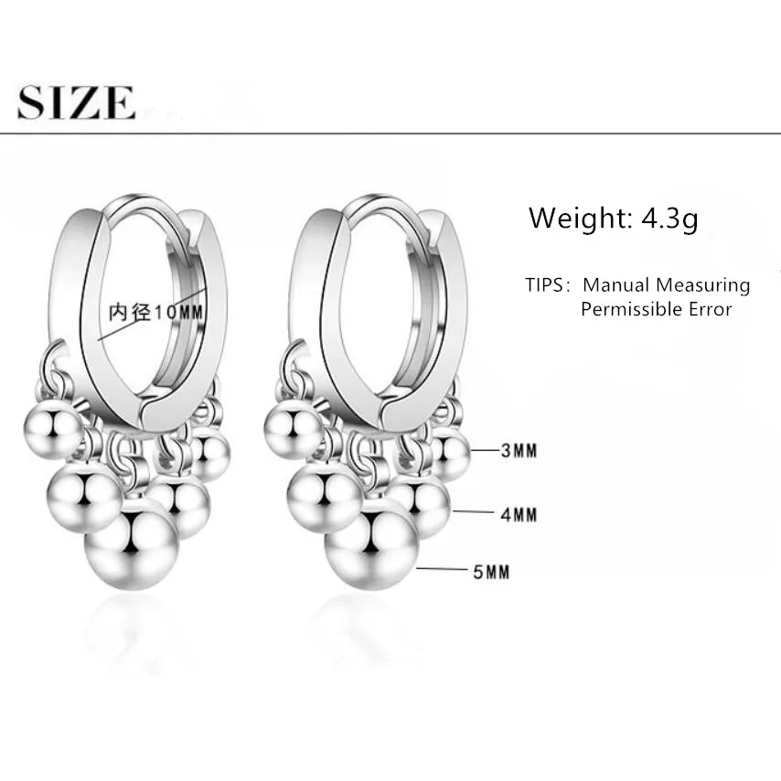 

New Simple Bright Round Ball Tassel Drop Earrings For Women Trend Creative 925 Sterling Silver Jewelry Party Gift SAE390