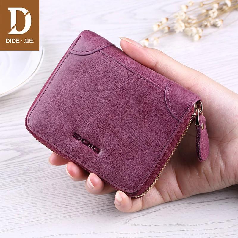 

DIDE Fashion Wallet Women Genuine Leather Card Holder Wallets Short mini wallet purse zipper Coin wallet Brand Dropshipping
