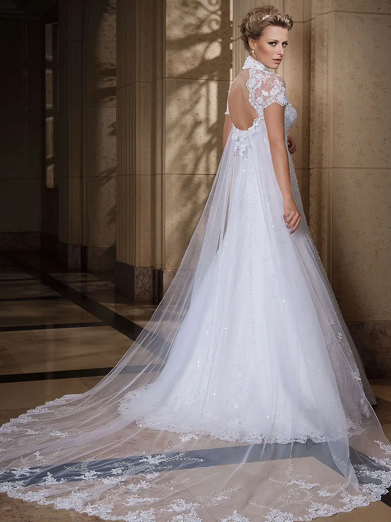 Vestido де noiva Изящные Новый Длинные Свадебные Платья 2017 С Курткой Коротким Рукавом