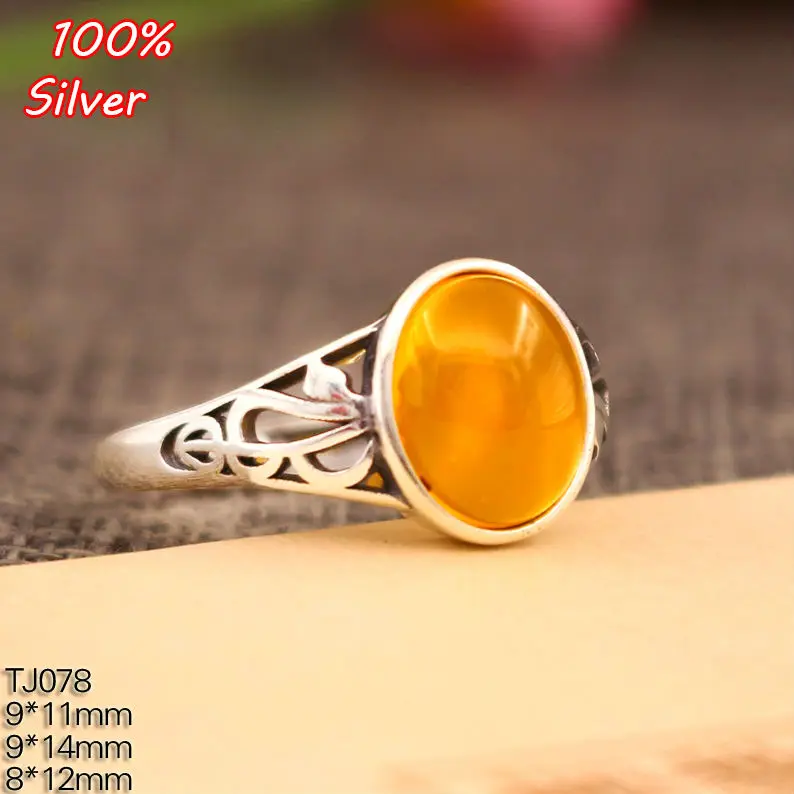 Кольцо из серебра 12/9 пробы с овальным кабошоном 8*925*11 мм|antique silver|for jewelrydiy jewelry |