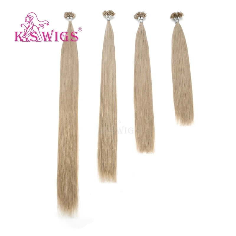 K.S парики 1" 20" 2" 28" прямые человеческие волосы Remy для наращивания с u-образной окантовкой, Предварительно Связанные кератиновые капсулы, человеческие волосы