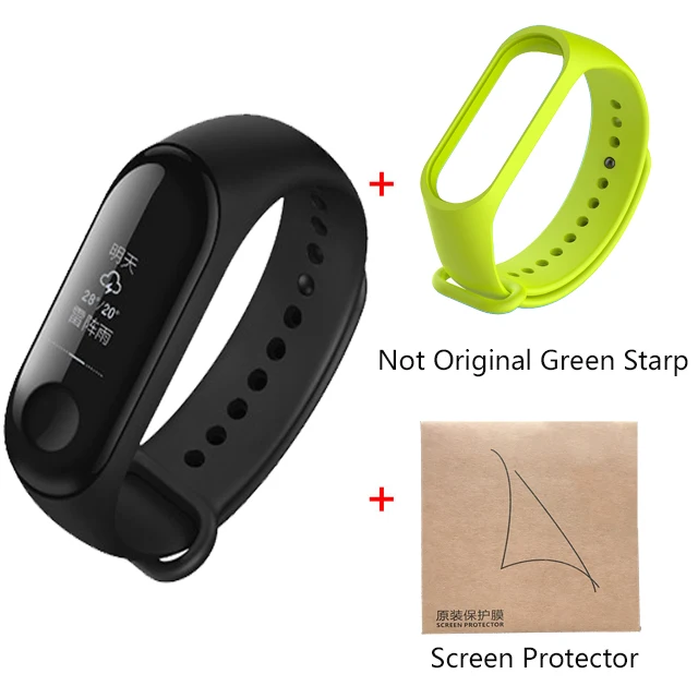 add green starp Xiaomi Mi Band 3 Miband 3 фитнес-трекер монитор сердечного ритма 0,78 ''OLED дисплей тачпад Bluetooth 4,2 для Android IOS - Цвет: add green starp