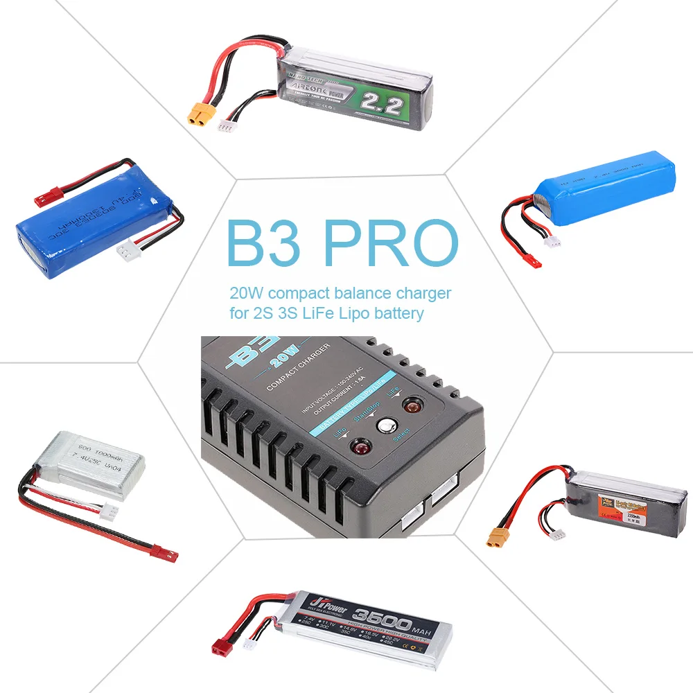 B3 автомобиль pro RC 20W 2S 3S Compact Balance Charger for LiFe Lipo Battery quadкоптер|Детали и аксессуары| |