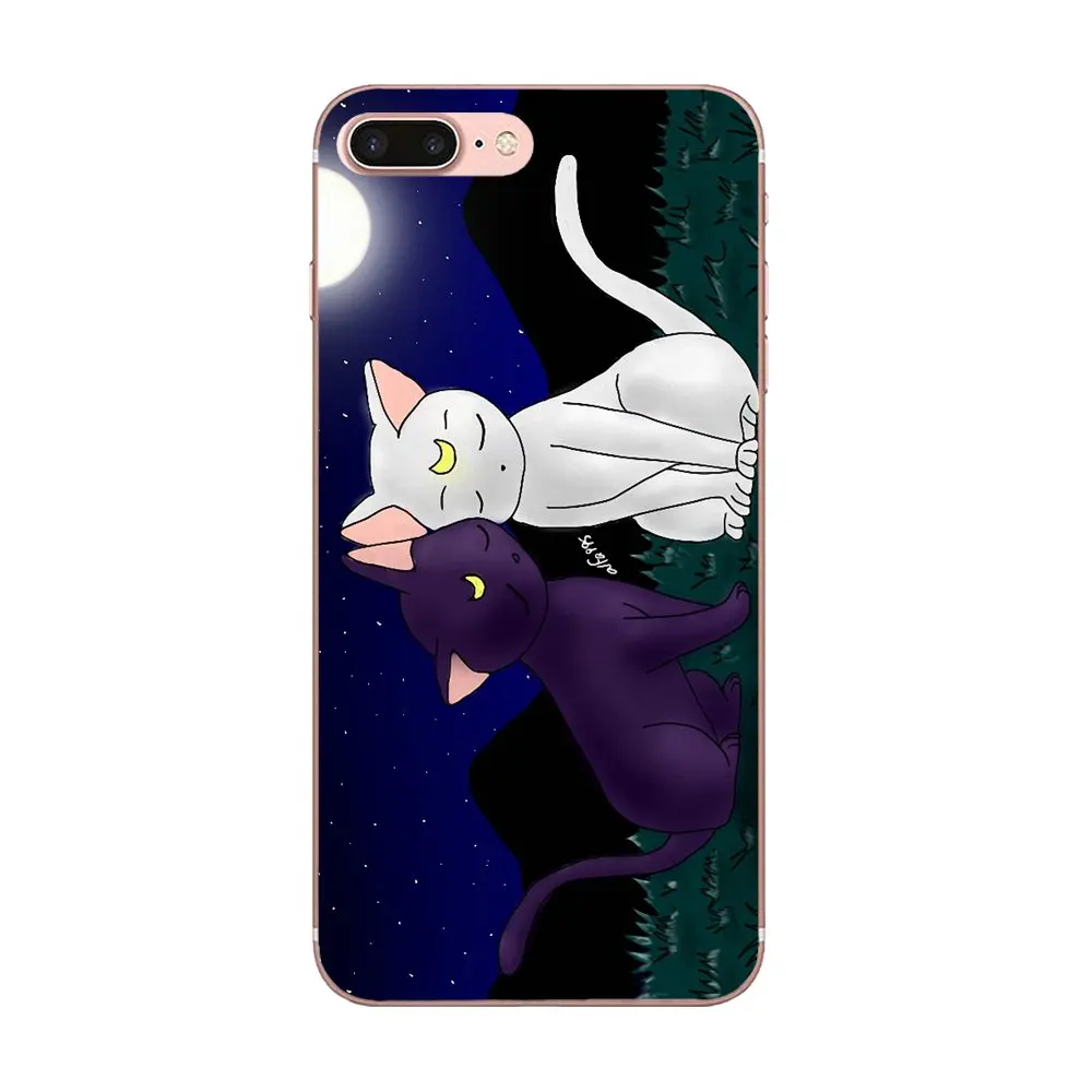 as picture Для Apple IPhone X XS Max XR 4 4s 5 5C 5S SE 6 6 S 7 8 Plus TPU Art онлайн чехол для Сэйлор Мун Луна и Артемис кошки - Цвет: as picture