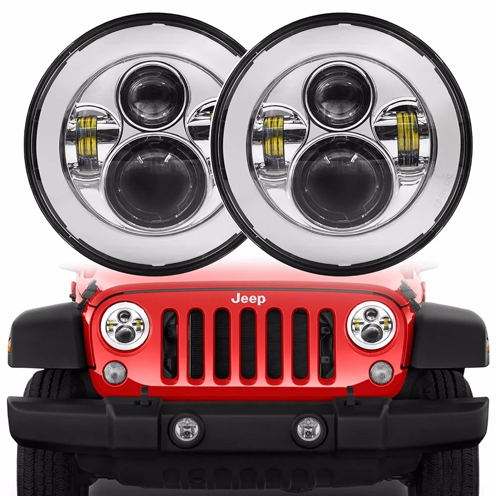 7 &quotмото светодиодный фары для Jeep Wrangler Unlimited JK JKU TJ LJ Rubicon Sahara + 4&quot Противотуманные