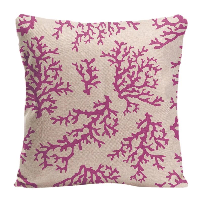 

Coral Printed Cushion Cover Decorative Cotton Linen Throw Pillows Case For Car Sofa Seat By Lvsure Home Decoration