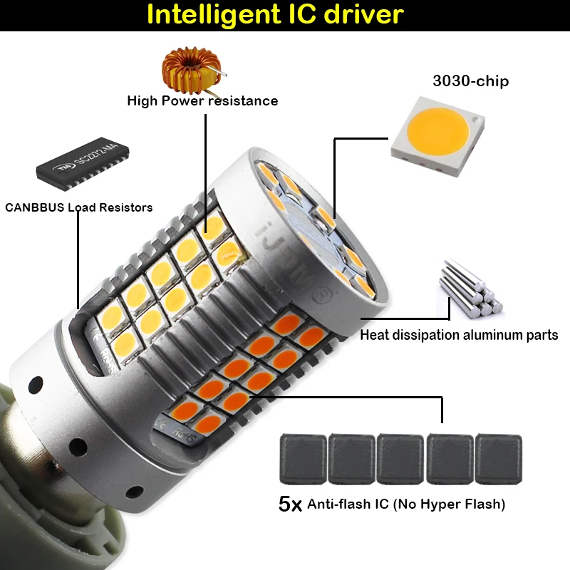 (4) Canbus No Hyper Flash Янтарный Желтый 7440 W21W WY21W T20 светодиодный Сменные лампы для авто
