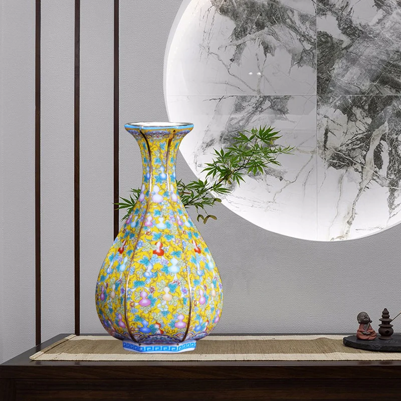 Jingdezhen Ceramic Vase Imitating Yongzheng Enamel Antique Retro Arrangements New Chinese Home Living Room Decorations | Дом и сад