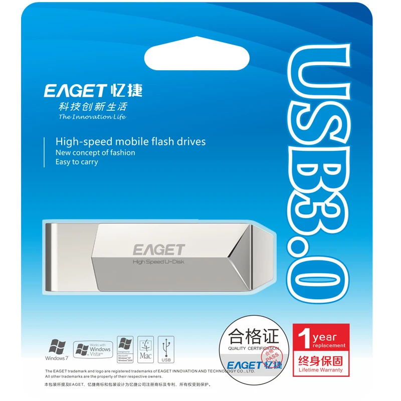EAGET F70 Usb флешка 64 ГБ металлическая ручка привода 32 Флешка USB 3 0 Flash Memory stick ключ
