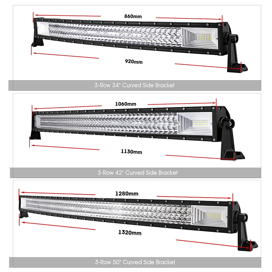 LYC 22&quot 34&quot 42&quot Curved LED Light Bar 50&quot Combo Beam Triple Row Led Work for Car SUV ATV RV PickUp Truck Offroad |