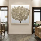 Настенные Декоративные плакаты и принты, настенная живопись, холст, абстрактная картина с золотым деревом для гостиной без рамки