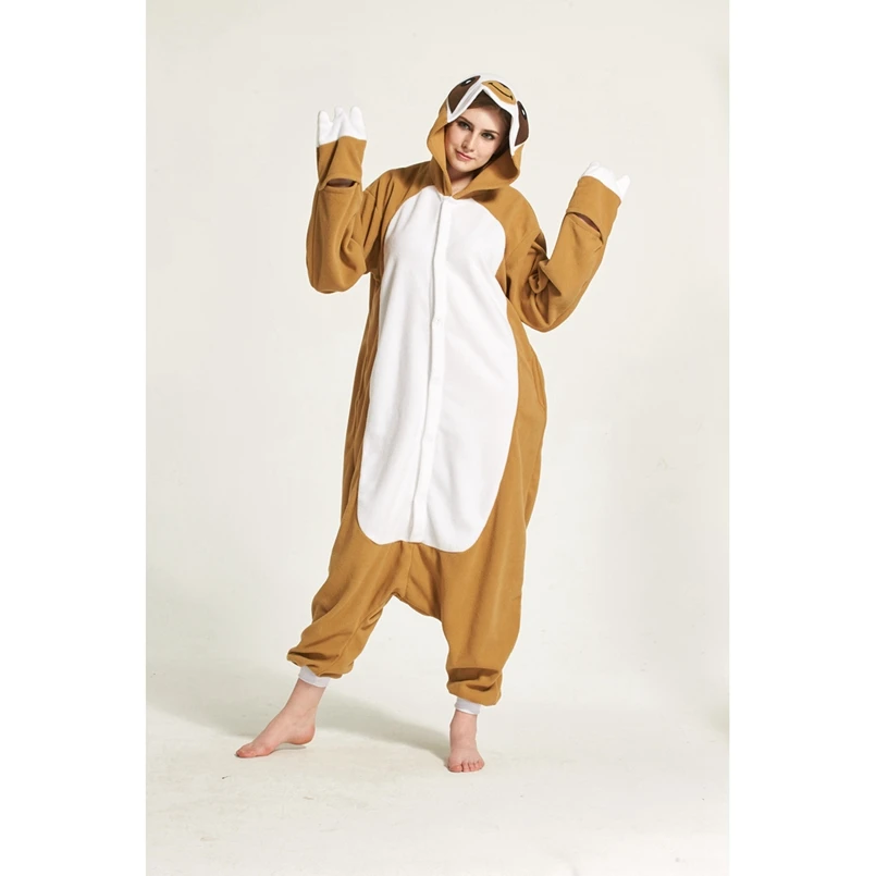 Лень животных пижамы Onesie Толстовка для взрослых Для женщин Для мужчин Пижама праздника Хэллоуин пижамы руно полной длины