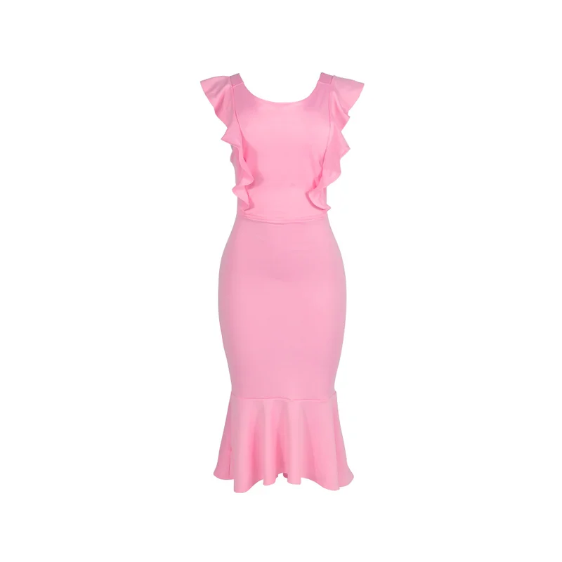 Женское летнее Повседневное платье-футляр с оборками и рукавами Русалка Женская