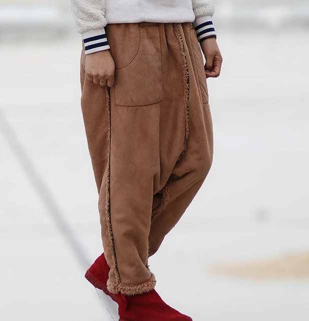 Женские универсальные теплые кашемировые зимние шаровары женские замшевые