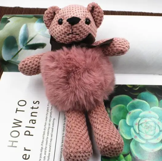 pink Милый 18 см брелок biger Bear, брелок с помпоном, брелок для ключей, шерстяной автомобильный брелок, аксессуары для ключей - Цвет: pink