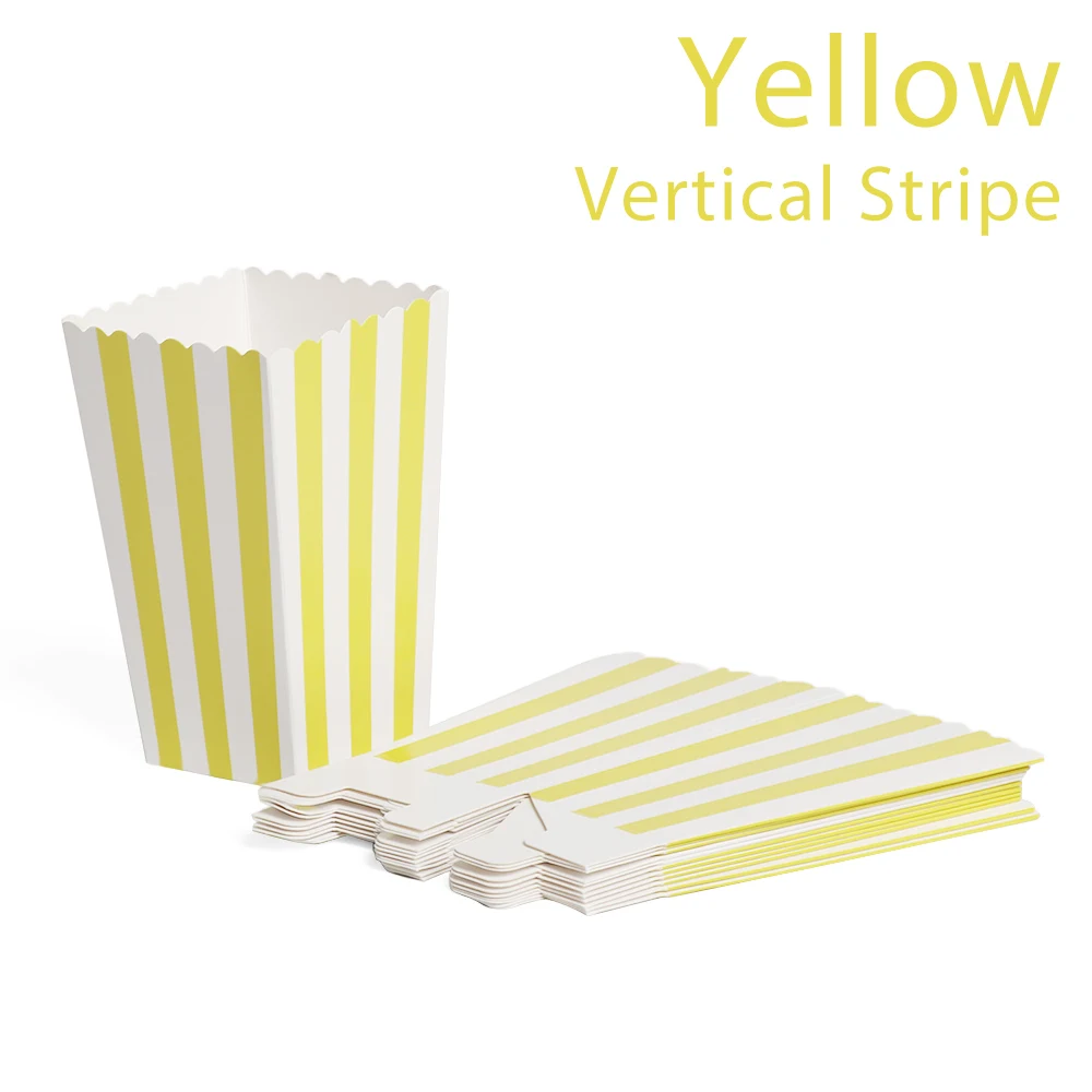 Vertical Stripe yell 12 шт. розовые Золотые Коробки для попкорна, сумки для детской вечеринки, коробки, свадьба, день рождения, Декор, товары для фильмов, сумки для попкорна, вечерние принадлежности - Цвет: Vertical Stripe yell