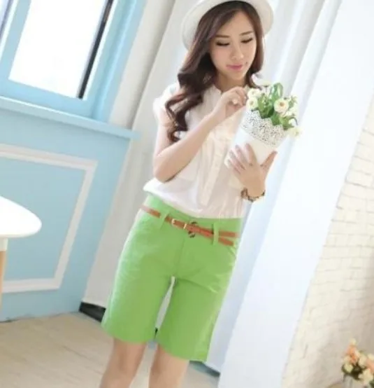 2016 Новинка Высокая талия Шорты Для женщин хлопок + льняные летние широкие брюки