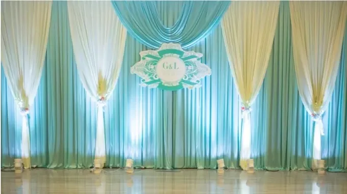 Экспресс Бесплатная доставка Новый дизайн Тиффани синий свадебный фон занавеска