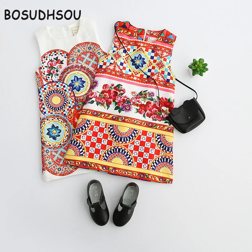 Bosudhsou/платье для девочек Новинка 2018 года сезон весна-лето платье маленьких в