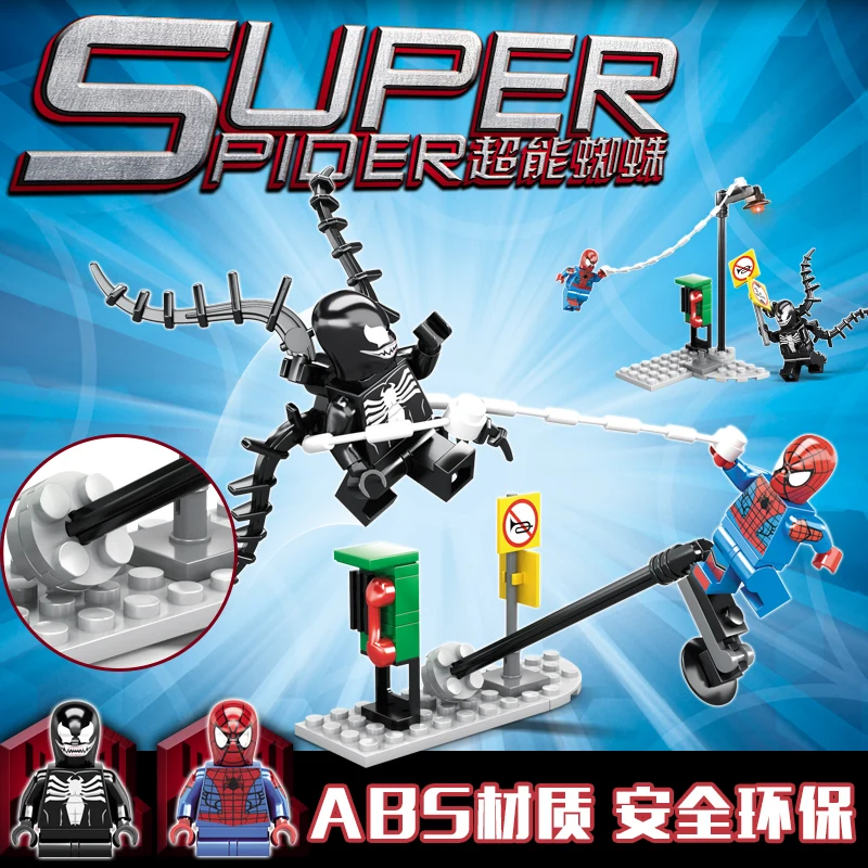 Legoings 6 в 1 супер герой Человек Паук Legos здания Конструкторы фигурку Brinquedos