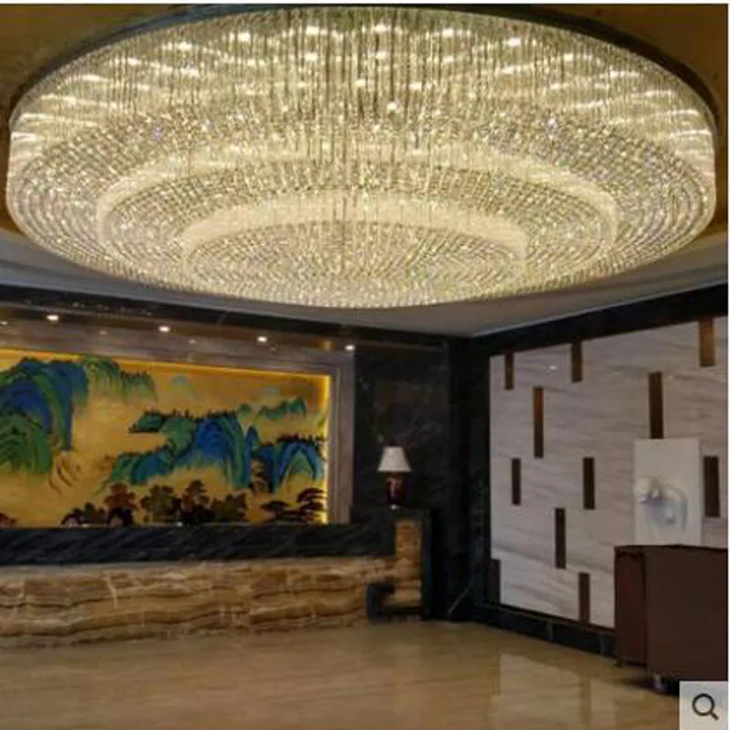 

L большая гостиничная Инженерная Хрустальная потолочная лампа на заказ круглая гостиная зал освещение отдел продаж песочный стол Лам