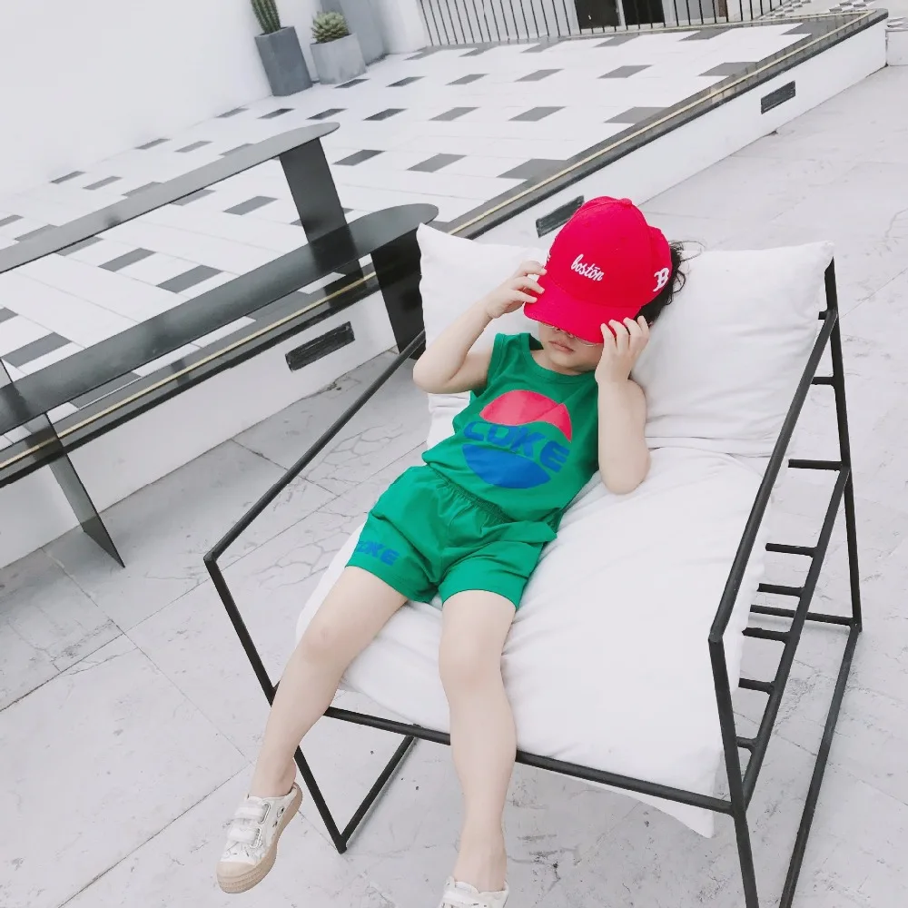Summer Children Clothing 4-colors Baby Girls And Boys Coke Pattern O-Neck Sleeveless Cloth Set Cotton Material Cute Lovely | Детская